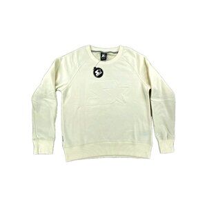 Starter Sweatshirt Women's Medium Cream Fleece Lined Authentic Fit Raglan Sleeve